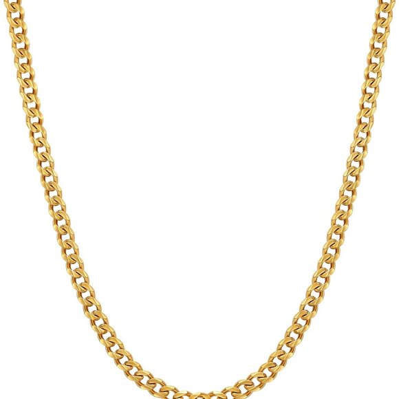 Other - 3.5mm Cuban Link Chains for Men, Silver Tone/Black/14K Gold Plated Stainless Ste